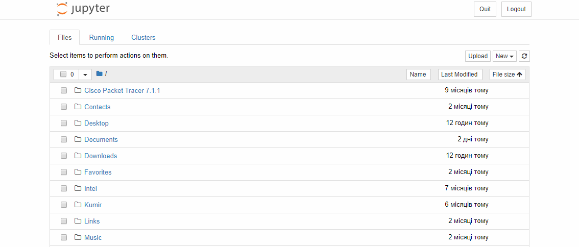 Вікно програми Jupyter Notebook